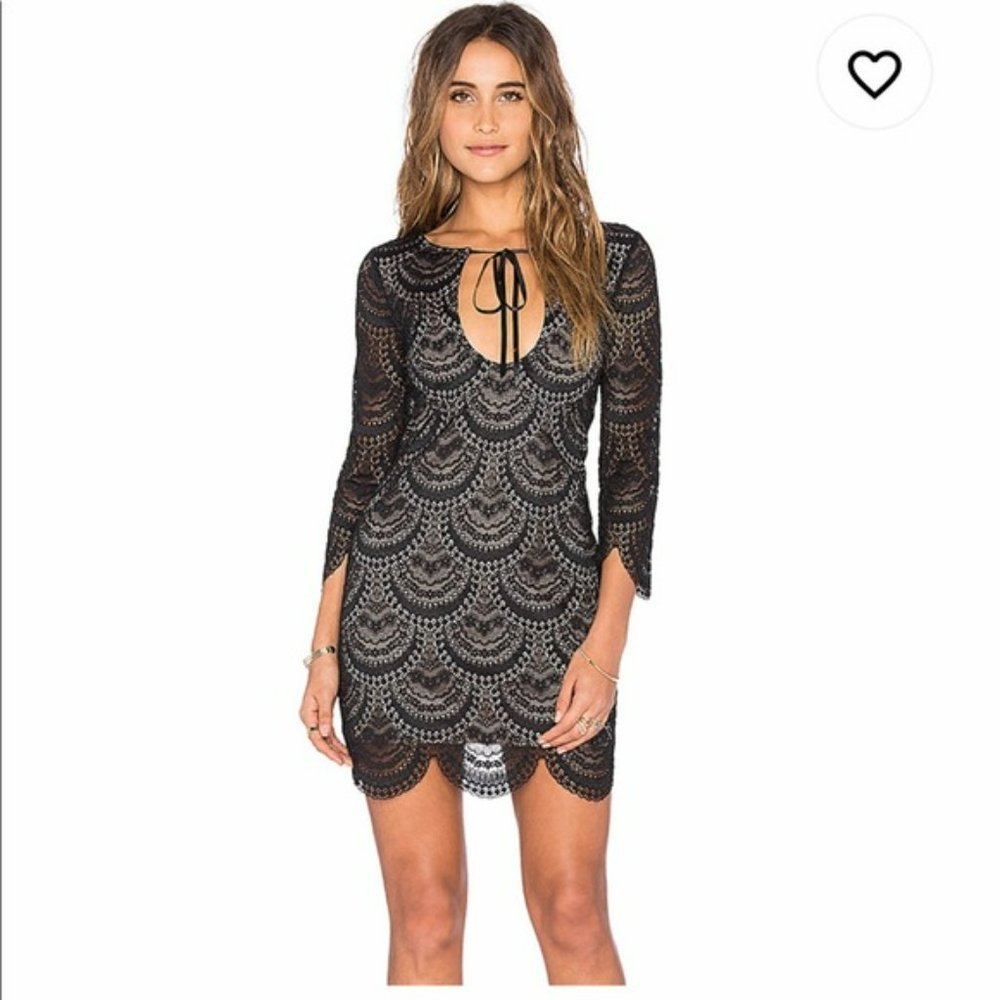 For Love And Lemons Rosalita Mini Lace Keyhole Dress SMALL EUC